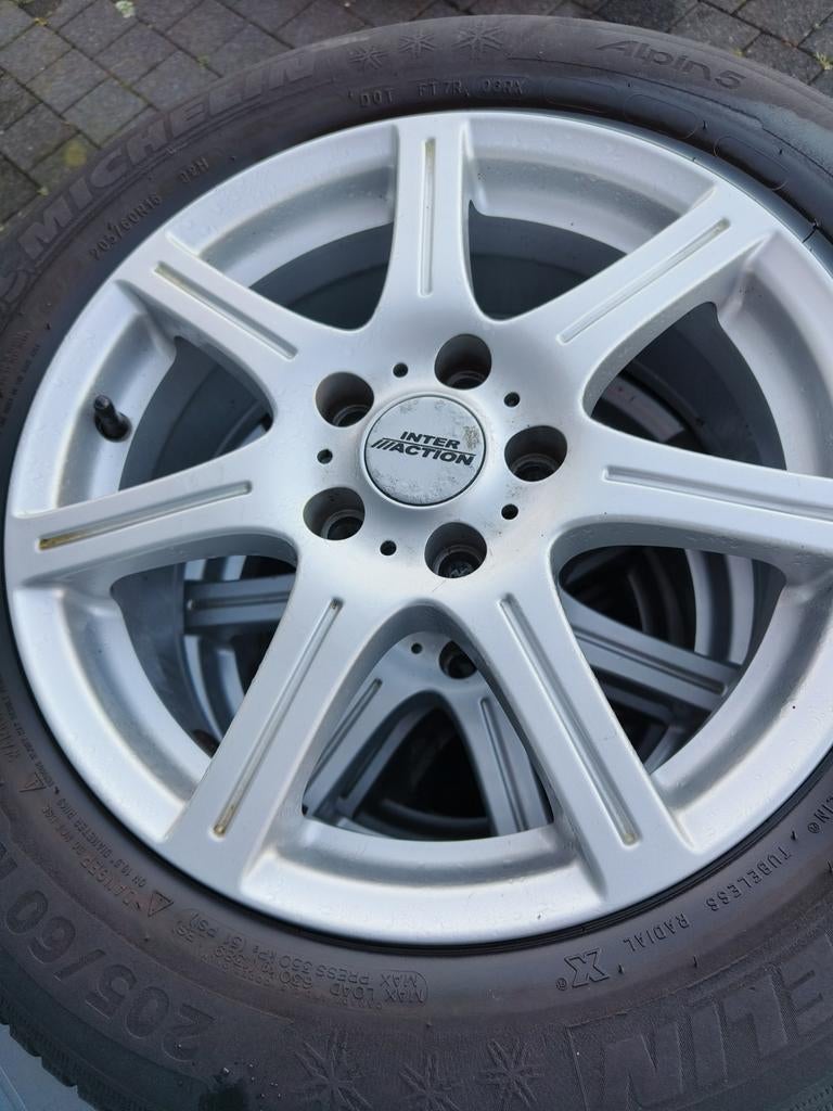 Winterbanden + velgen Michelin Alpin 5 205/60 R16, Ophalen, Winterbanden, Velg(en)
