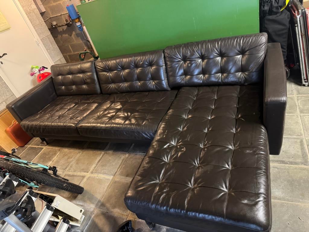 Canape Ikea Landskrona cuir brun, Maison & Meubles, Enlèvement ou Envoi, Utilisé, Cuir