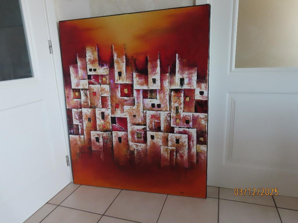 Modern kleurrijk schilderij 120cm Hoog x 100 cm Breed, Antiek en Kunst, Kunst | Schilderijen | Modern, Ophalen