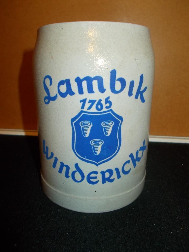 DWORP - LAMBIK WINDERICKX - oude stenen bierpot 0,5L, Verzamelen, Ophalen of Verzenden, Zo goed als nieuw, Glas of Glazen, Overige merken