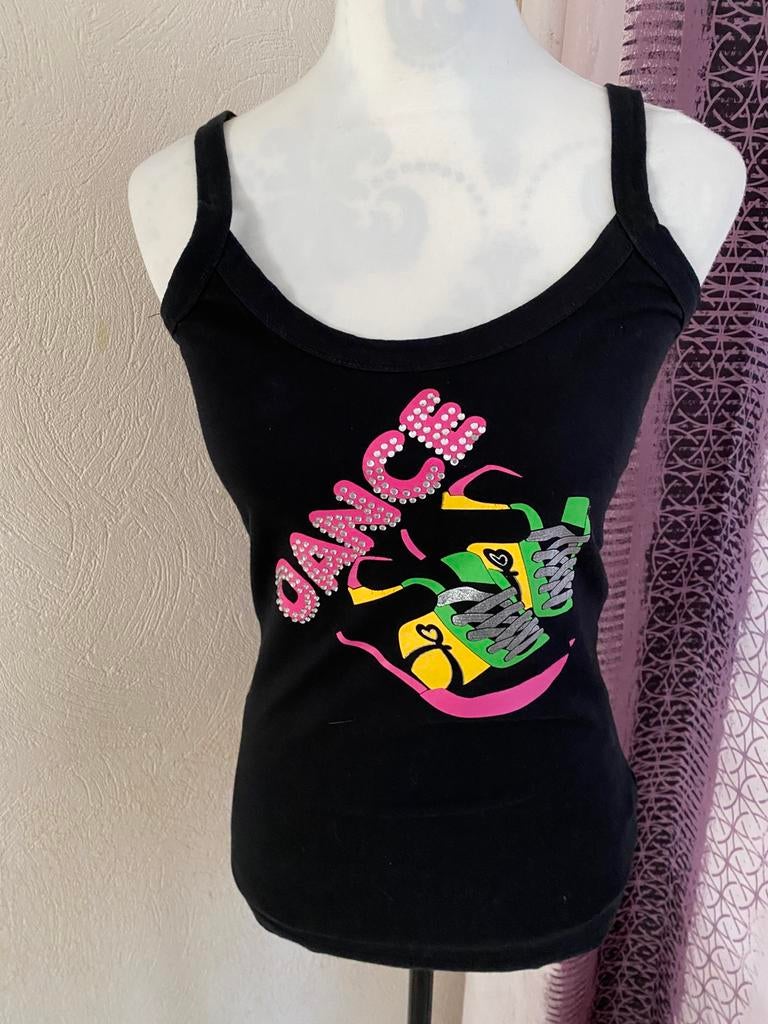 Zwarte CoolCat-top met letters op de voorkant, maat M, Kleding | Dames, Maat 38/40 (M), Zwart, Ophalen of Verzenden, Zo goed als nieuw