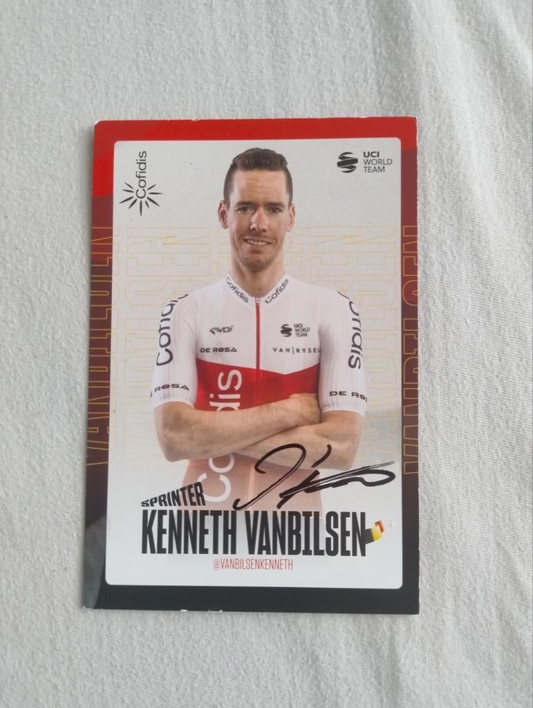 Gesigneerd rennerskaart Kenneth Vanbilsen, Ophalen of Verzenden, Zo goed als nieuw
