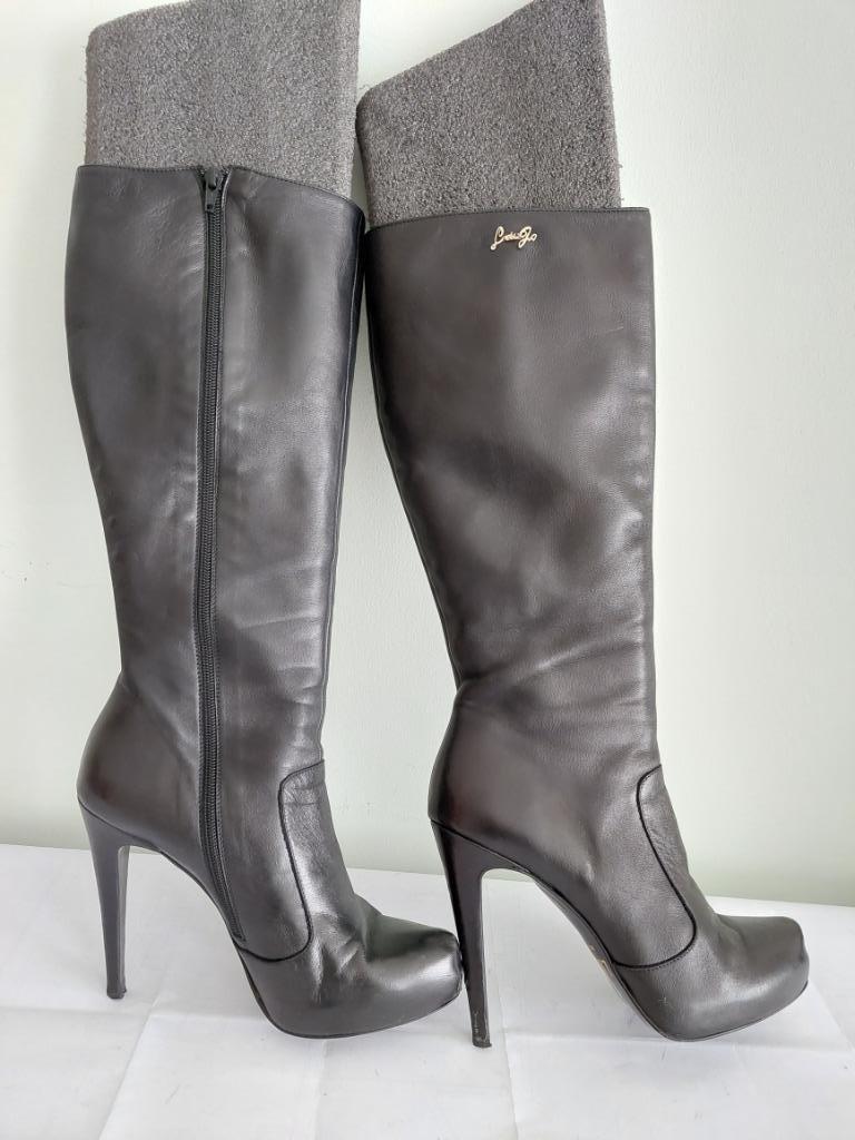 63C* LIU JO superbes bottes noires tout cuir (40), Liu jo, Porté, Bottes hautes, Noir