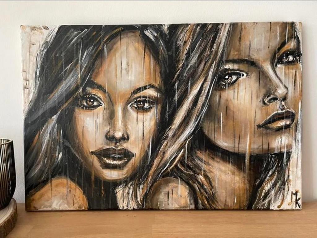 Sensueel schilderij bruintinten Mk Art, Antiek en Kunst, Kunst | Schilderijen | Modern, Ophalen