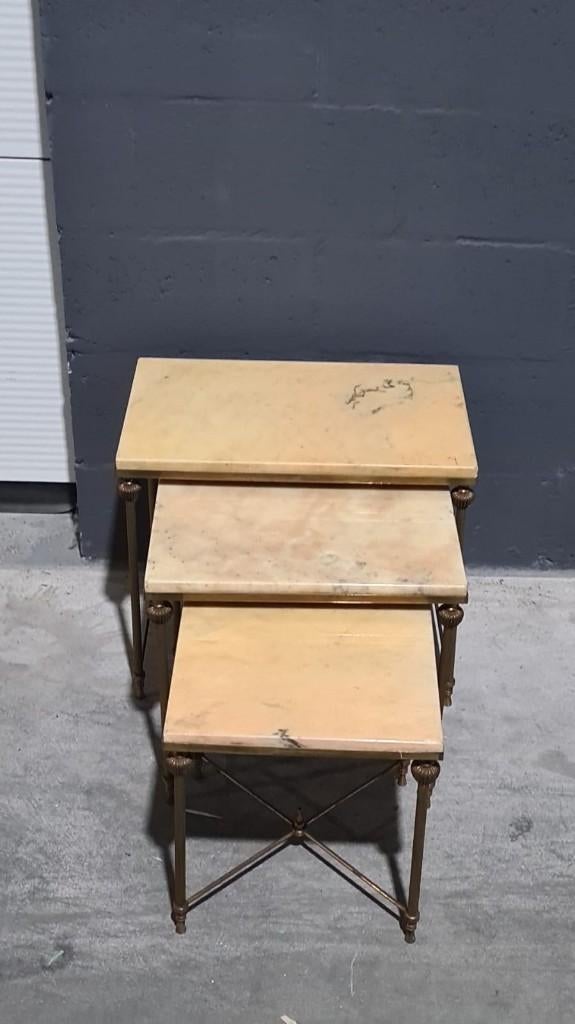 Table d'appoint, gigognes, mimiset, laiton onyx, lot de 3, Enlèvement, Utilisé, Rectangulaire