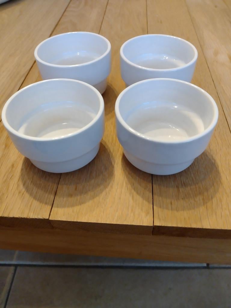 4 witte tapas/sauzen potjes, Ophalen of Verzenden, Gebruikt