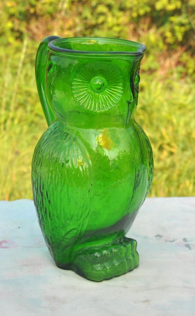 pichet chouette en verre vert, Antiquités & Art, Enlèvement ou Envoi