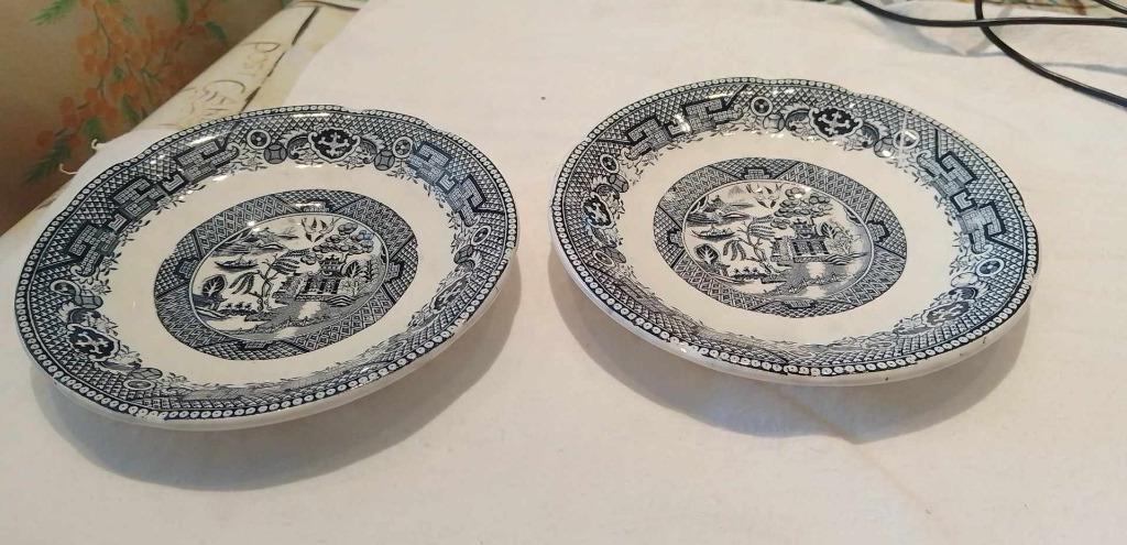 bordjes Nimy Blue Willow diam 15 cm 2 st, Antiek en Kunst, Ophalen of Verzenden