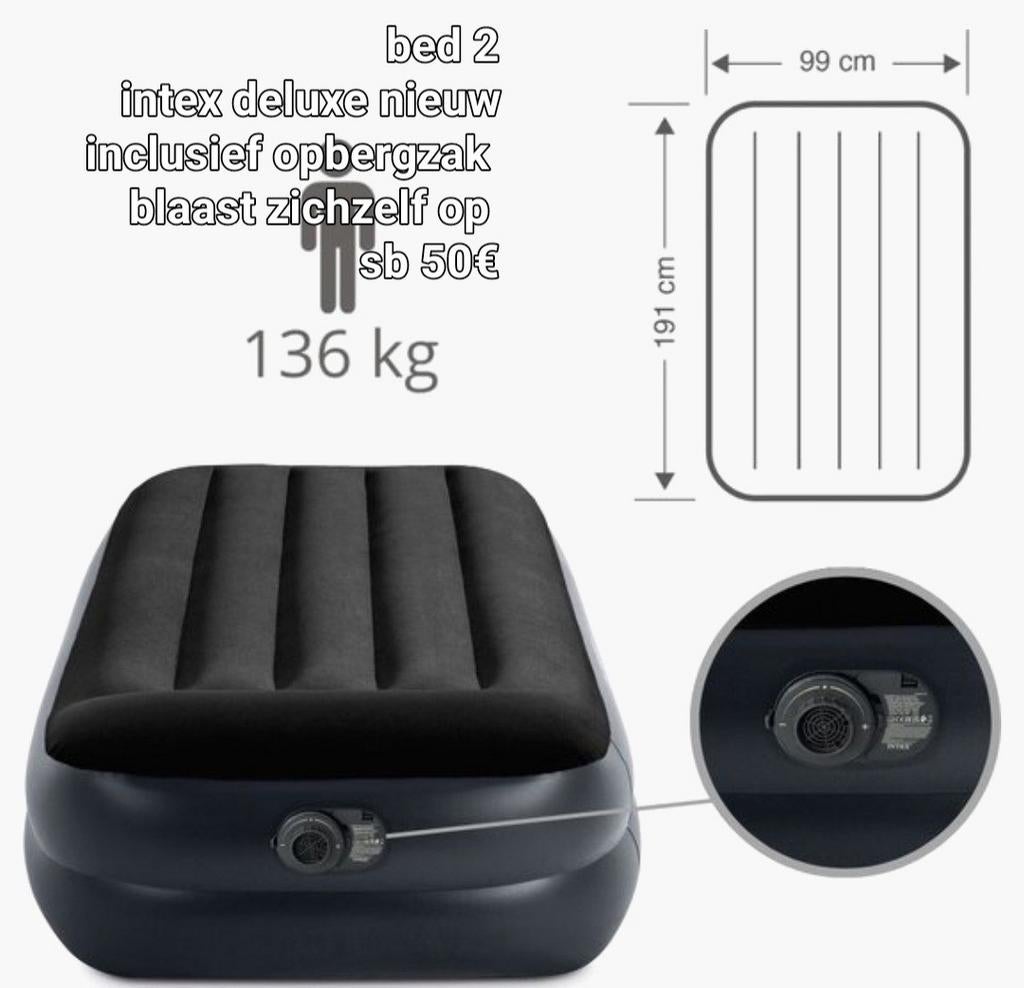 Luchtmatras Deluxe automatische pomp nieuw, Enlèvement, Pompe intégrée, Neuf, 1 personne