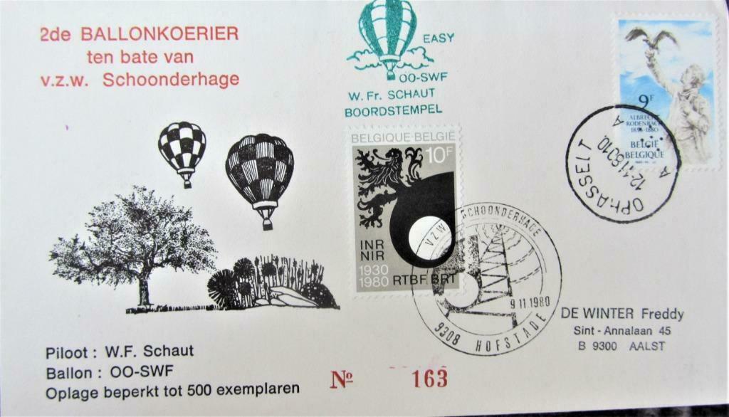 BALLONPOST- BELGIË- HOFSTADE- OPHASSELT, Ophalen of Verzenden, Gestempeld, Overige thema's