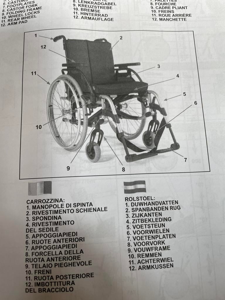 Rolstoel voor volwassenen: handbewogen en/of duwmodel, Ophalen, Inklapbaar, Zo goed als nieuw, Duwrolstoel