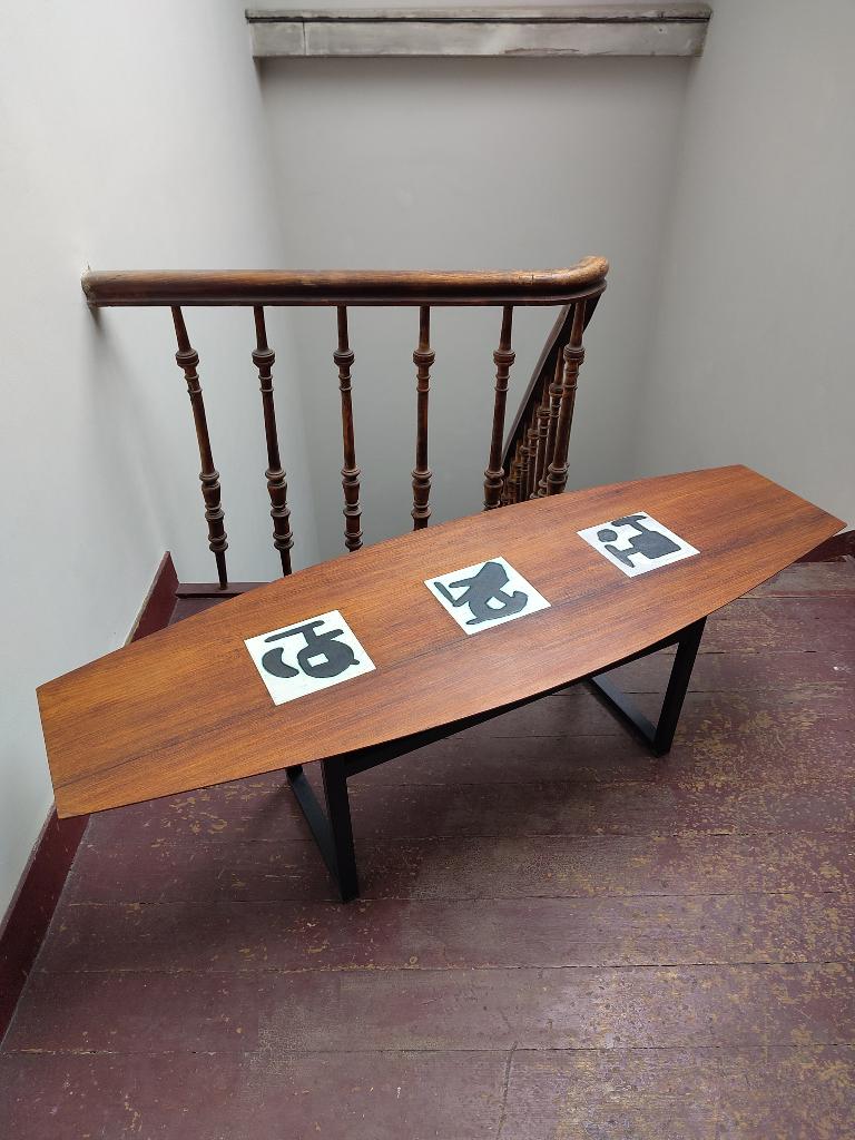 Vtg salon tafel surfboard coffietable origineel jaren 50-60, Huis en Inrichting, Tafels | Salontafels, Ophalen, Minder dan 50 cm