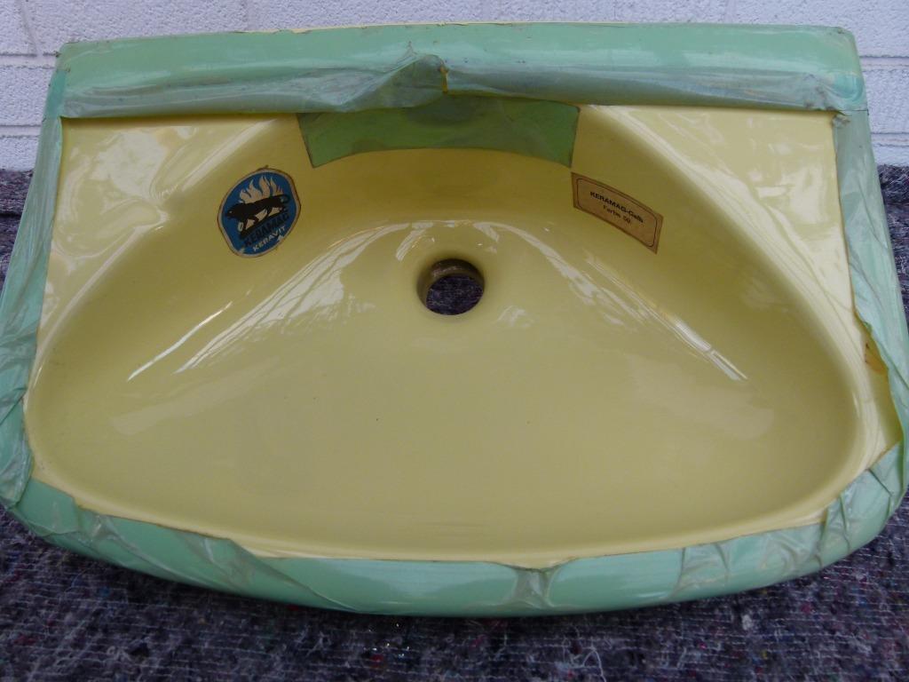 vintage wastafel lavabo Febelgelb 70er oude stock, Ophalen, Huis en Inrichting