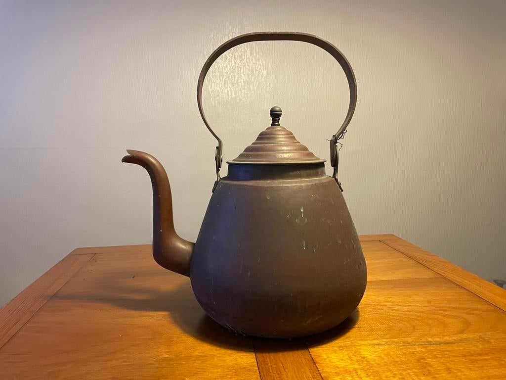 Antiek rood koperen ketel waterketel, Ophalen