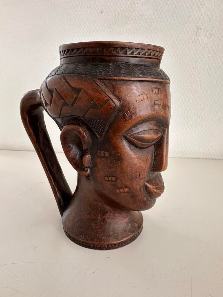 KUBA antropomorfe Palmwijnbeker Congo 1950, Antiek en Kunst, Kunst | Niet-Westerse kunst, Verzenden