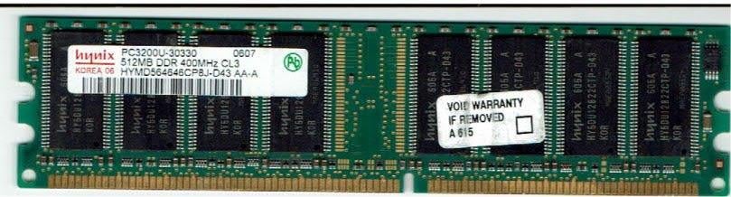 RAM pour PC de Bureau 512mB HYNIX HYMD564646PC8J-D43 A A A, Computers en Software, RAM geheugen, Gebruikt, 400Mhz, Ophalen of Verzenden