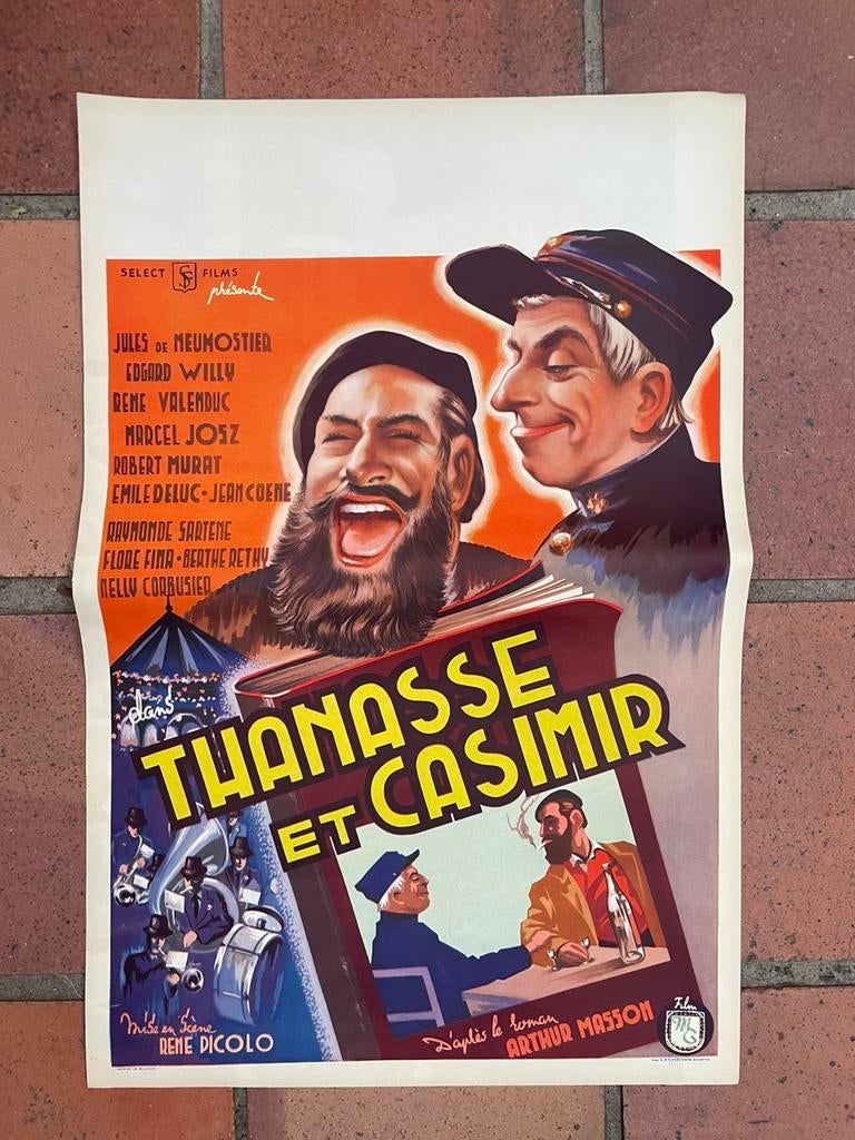 Oude belgische film affiche 1946 Thanasse en Casimir rare, Collections, Enlèvement ou Envoi, Film