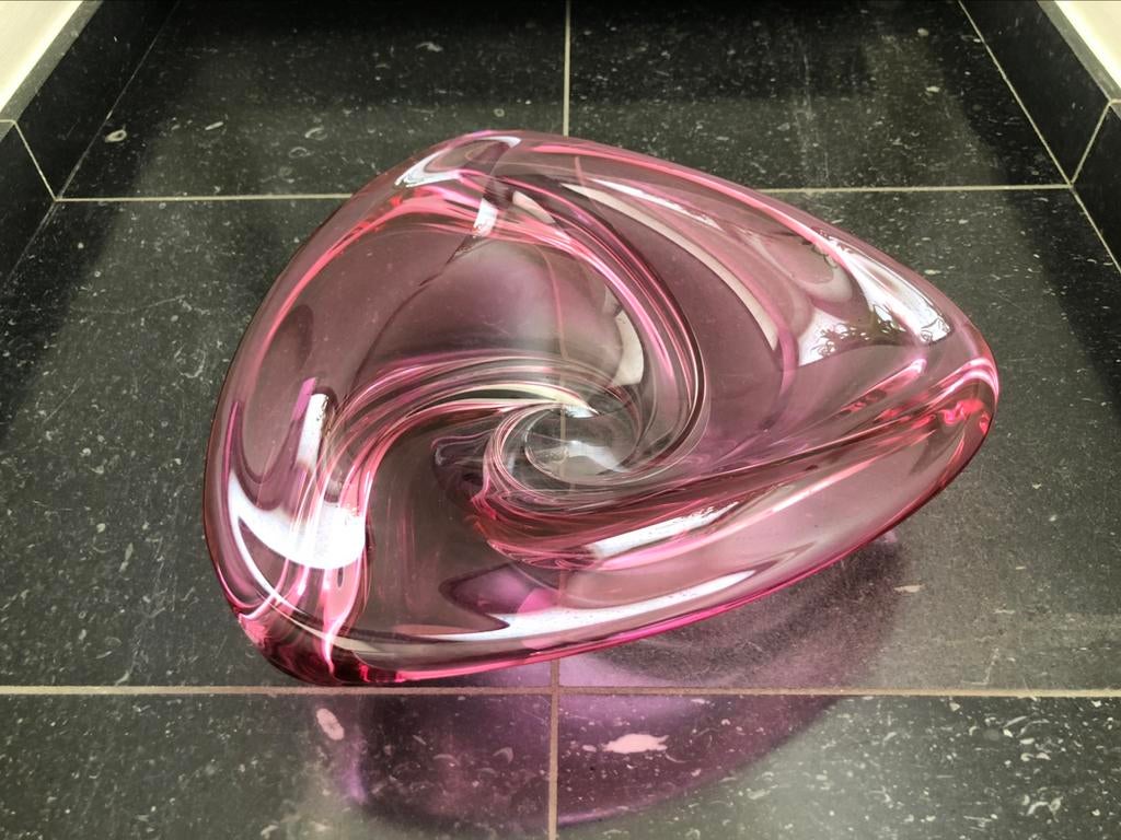 Vintage Val Saint Lambert Crystal Swirl schaal René Delvenne, Antiek en Kunst, Ophalen