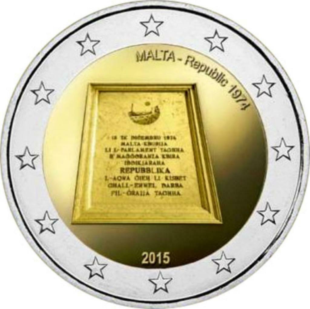 2 euro Malta 2015 UNC Republiek 1974, Ophalen of Verzenden, Malta, 2 euro, Setje