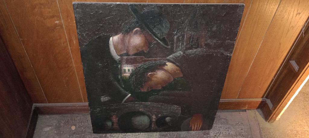Schilderij op hout gesigneerd KLAB, 70x80, n645, Antiek en Kunst, Kunst | Schilderijen | Klassiek, Ophalen