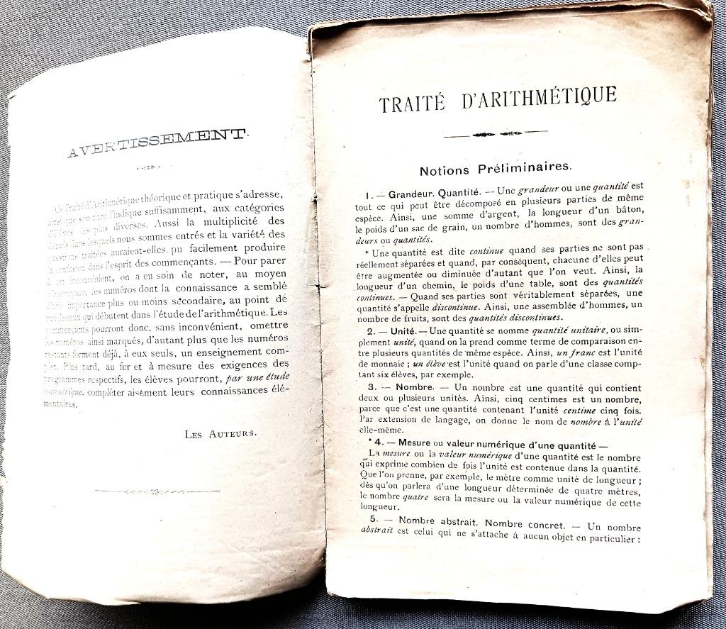 TRAITE D'ARITHMÉTIQUE SANS COUVERTURE, Enlèvement