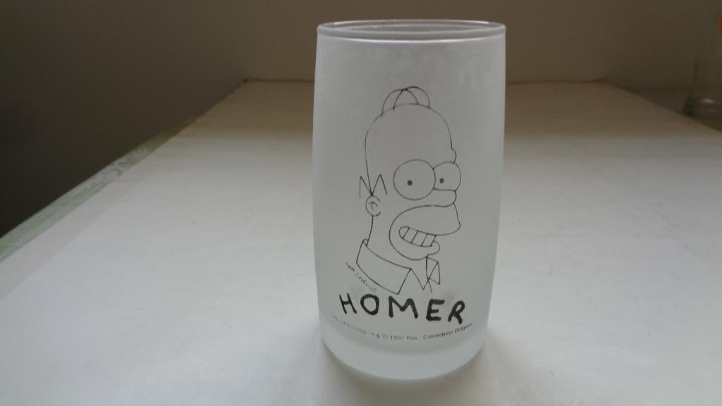 1 glas Homer the Simpsons, Verzamelen, Glas en Drinkglazen, Ophalen of Verzenden, Zo goed als nieuw, Frisdrankglas