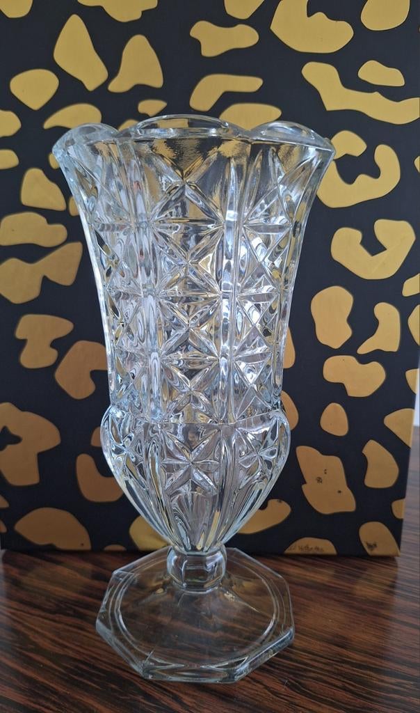 Mooie zware vintage vaas glazen glas Italy, Enlèvement ou Envoi