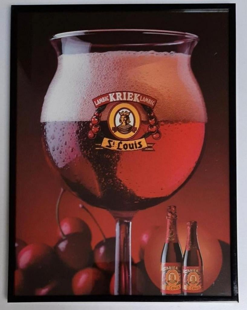 St.Louis/Lambic Kriek/In kader, Verzamelen, Biermerken, Ophalen, Zo goed als nieuw, Reclamebord, Plaat of Schild, Overige merken