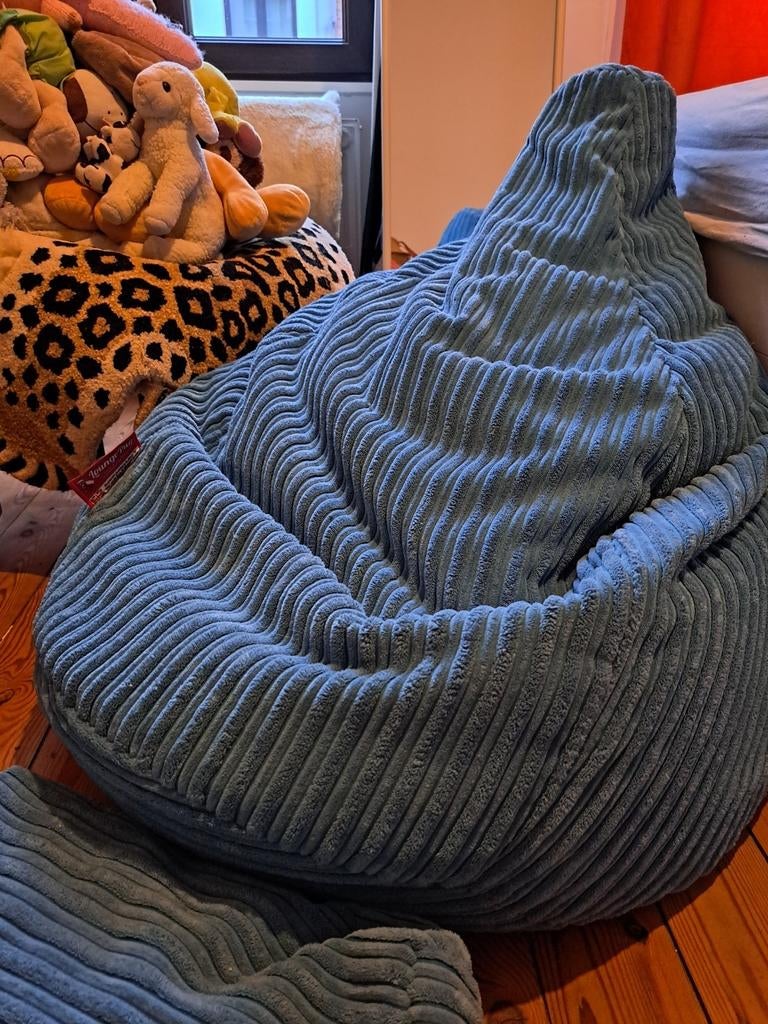 Lounge pug zitzak met poef, Enlèvement, Comme neuf, Pouf
