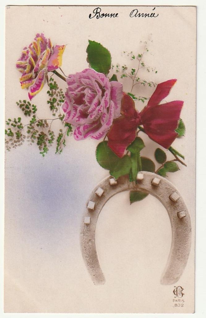 Lot 6 bloemenkaarten met thema Rozen. Gelukkig nieuwjaar...., Verzenden, Gelopen, Natuur