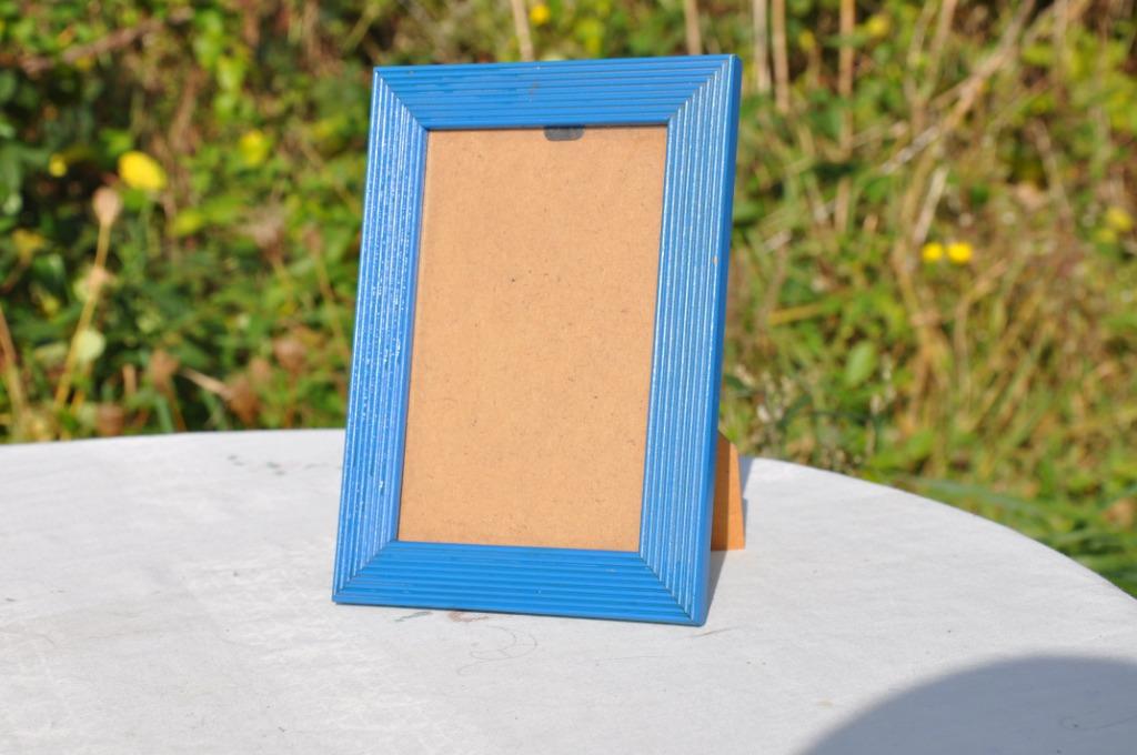cadre pour photo tour bois bleu ligné, Enlèvement ou Envoi, Utilisé, Bois