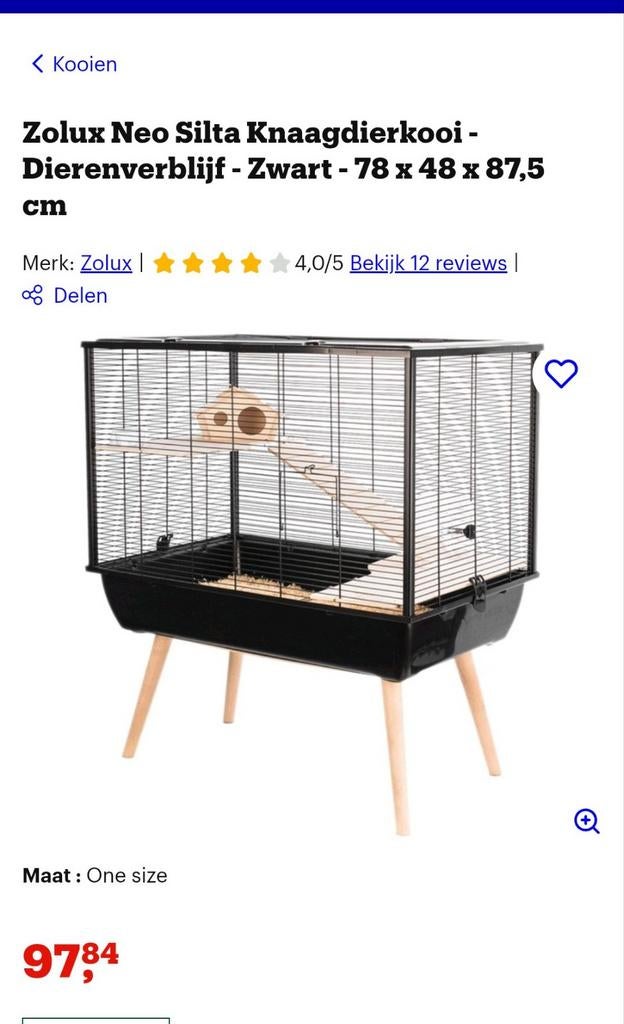 Knaagdieren/hamster kooi op pootjes met toebehoren, Dieren en Toebehoren, Ophalen
