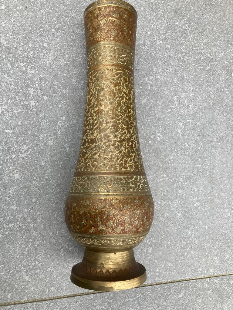 Vintage Indische vaas ( gegraveerd ), Antiek en Kunst, Antiek | Brons en Koper, Ophalen of Verzenden, Koper