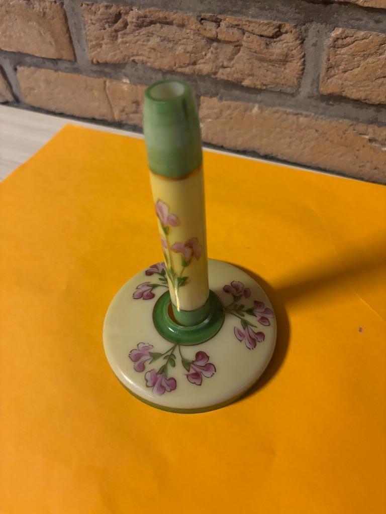 Oude kaarsen van kroonluchter, wit glas met bloem, Huis en Inrichting, Lampen | Kroonluchters, Ophalen, Nieuw, Glas