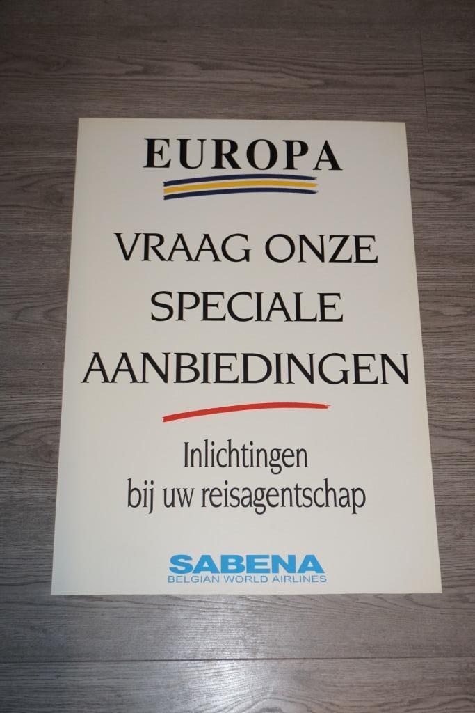 sabena grote pancarte van sabena - 70 cm x 50 cm, Verzamelen, Sabenasouvenirs, Ophalen of Verzenden