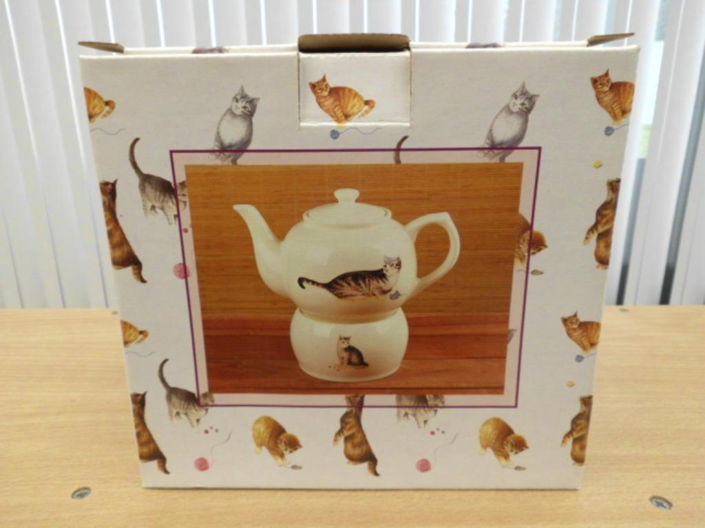 Theepot (met afbeelding van een poes) met warmhoudonderstel,, Ophalen, Nieuw, Overige materialen, Overige typen