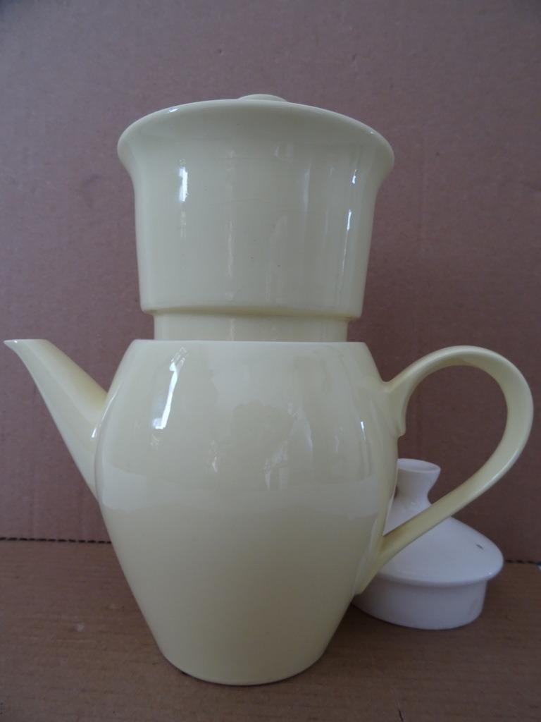 Vintage pastel gele theepot en filter Royal Sphinx theepot, Antiek en Kunst, Ophalen of Verzenden