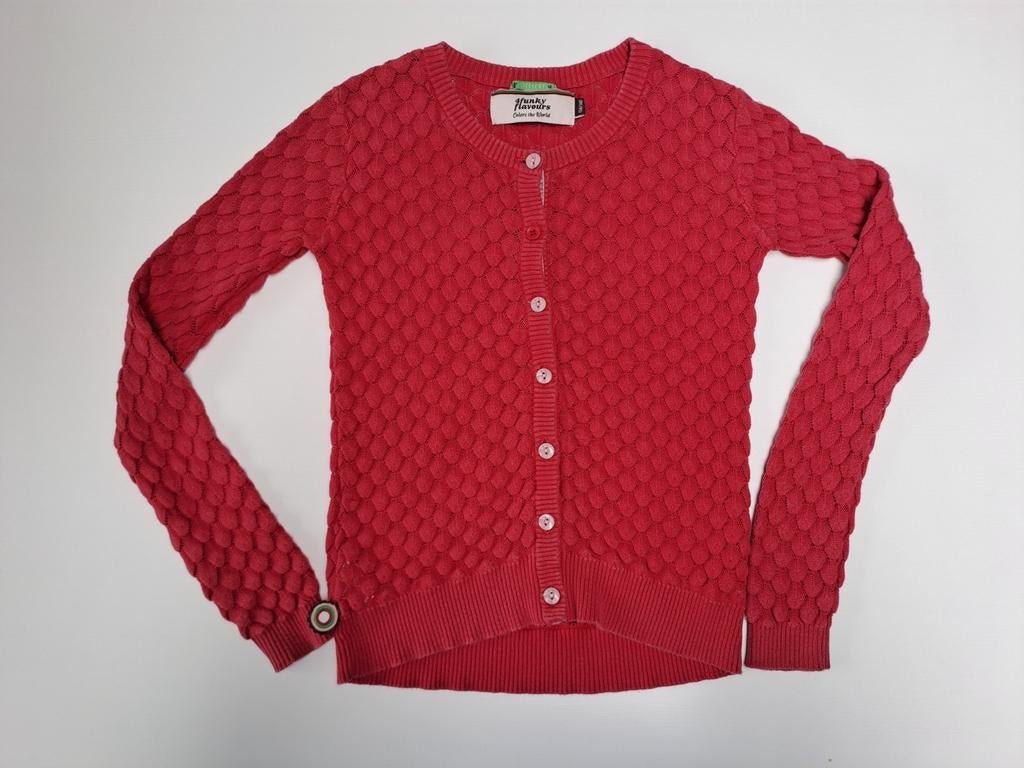 t 134-140 Gilet en tricot rose foncé, Enlèvement ou Envoi, Pull ou Veste, Comme neuf, 4 funky Flavours