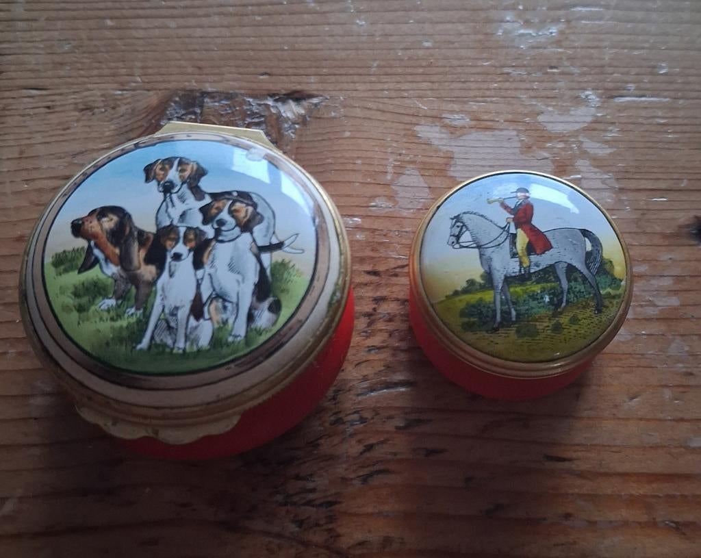 Halcyon Days Hunting Dogs & Horse hinged trinket boxes, Ophalen of Verzenden