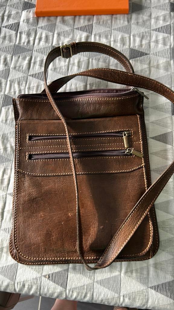 Lederen handtas voor heren, Ophalen, Zo goed als nieuw, Bruin, Schoudertasje