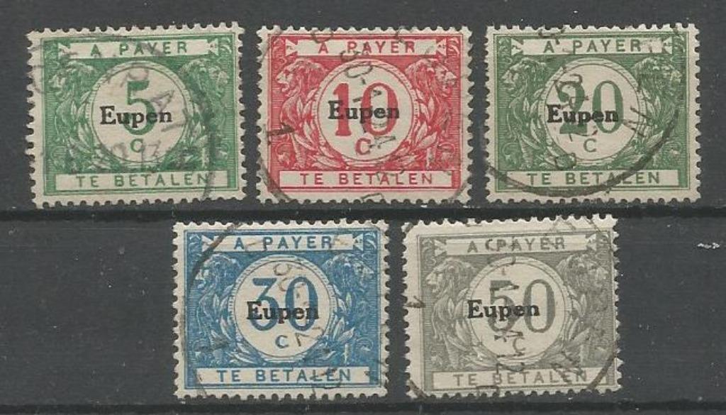 België 1920 Strafportzegels opdruk “Eupen” OBP OC/BZ 101/5, Timbres & Monnaies, Timbres | Europe | Belgique, Enlèvement ou Envoi