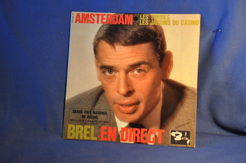 §  vinyl 45tours de jacques brel amsterdam  3 titres, Ophalen of Verzenden, Gebruikt