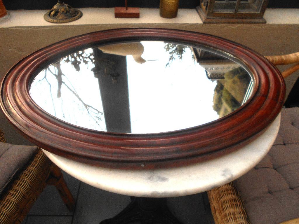 ancien miroir ovale  ,cadre en bois, Enlèvement, Ovale, 50 à 100 cm, Moins de 100 cm