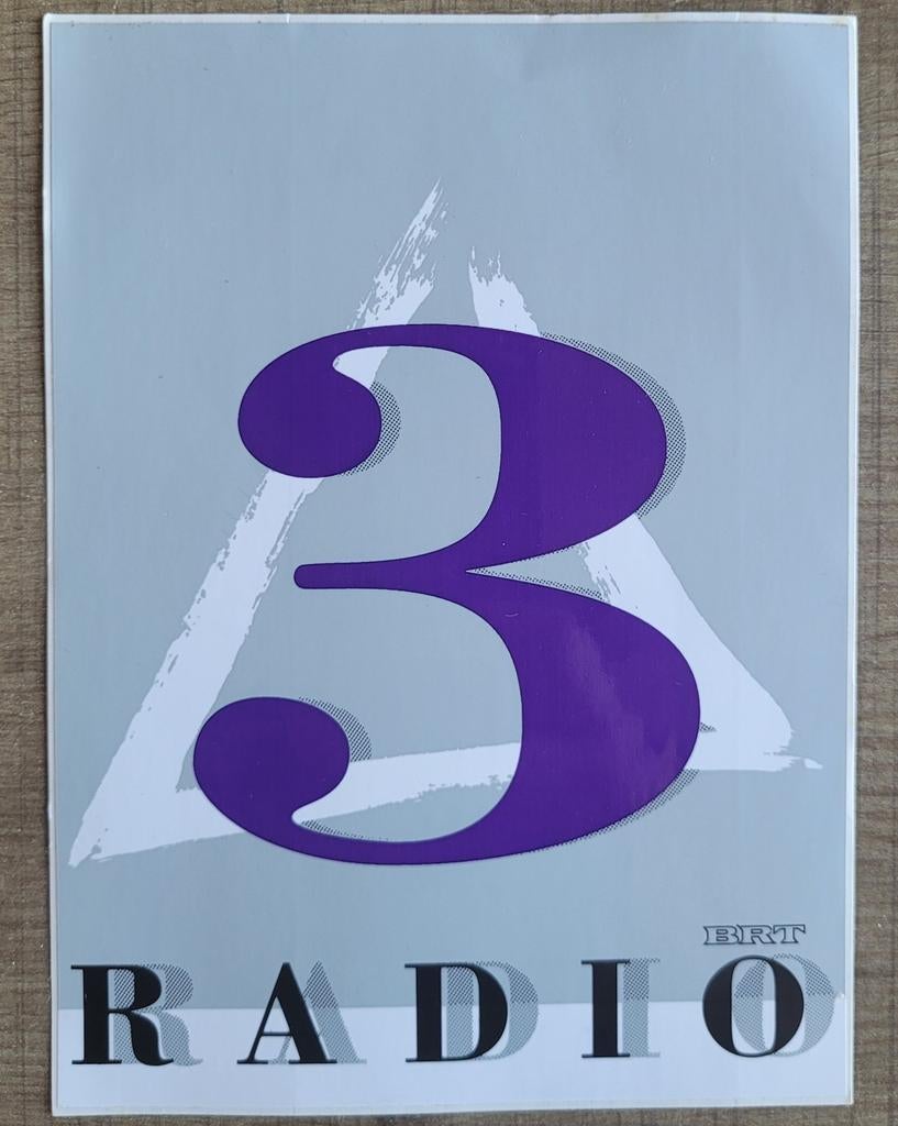 Oude, grote sticker: Radio 3 - BRT, Verzamelen, Ophalen of Verzenden, Gebruikt, Film, Tv of Omroep