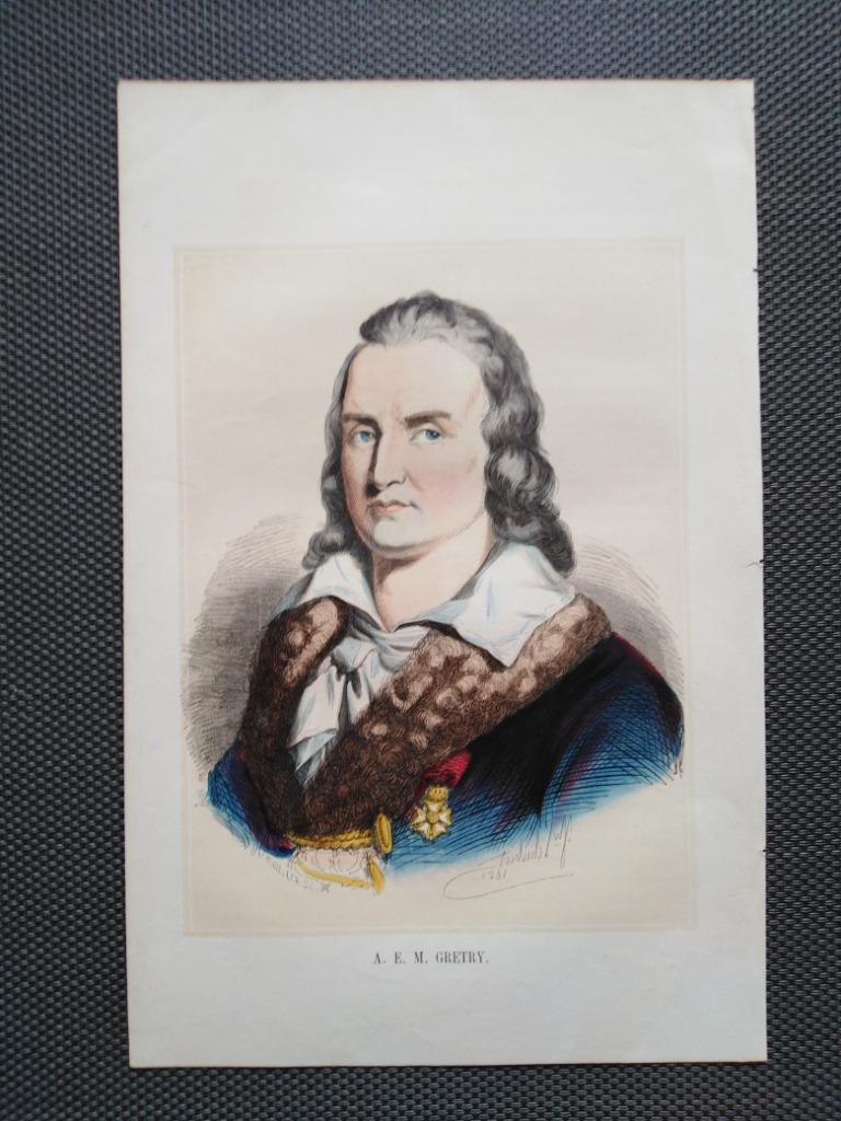 1855 - Liège - Gretry A.E.M - Violiste, Antiquités & Art, Art | Eaux-fortes & Gravures, Envoi