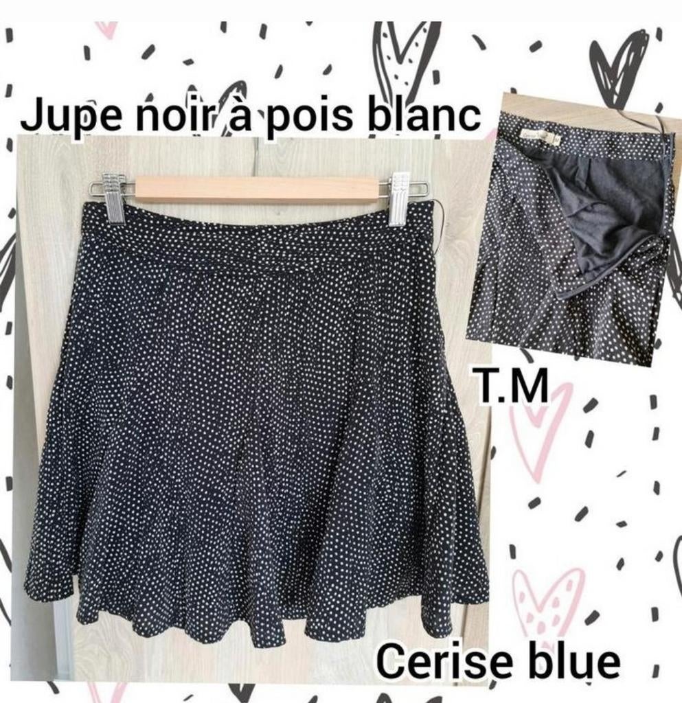 Jupe pour femme-noire-Cerise blue-T.M(38), Taille 38/40 (M), Enlèvement ou Envoi, Au-dessus du genou, Porté