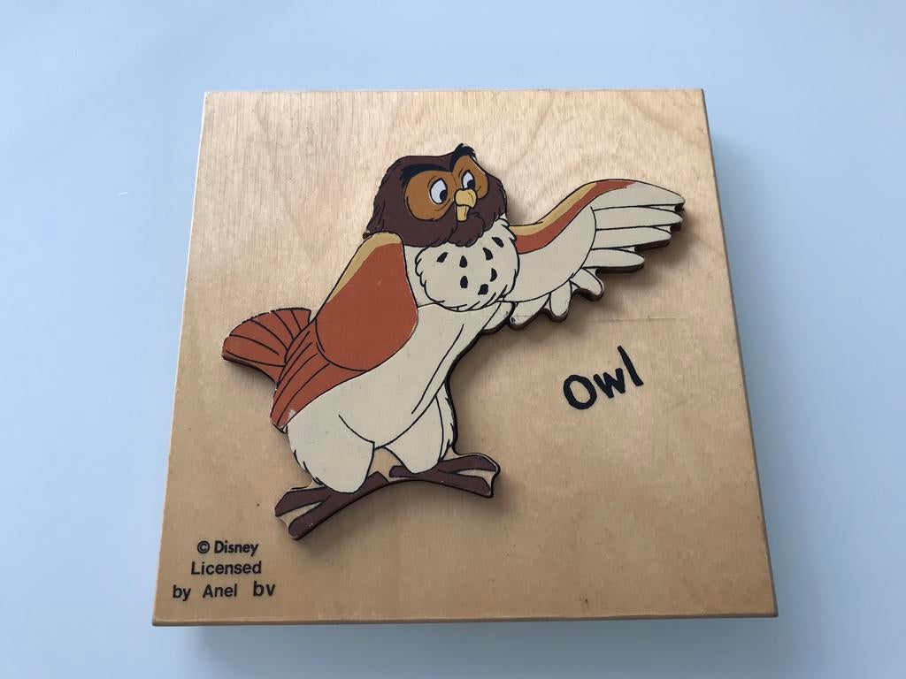 Retro vintage Disney houten puzzel owl uil Winnie the Pooh, Enlèvement ou Envoi, Comme neuf