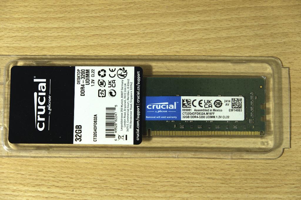 RAM Crucial 32GB DDR4 3200 UDIMM, 32 GB, DDR4, Comme neuf, Enlèvement