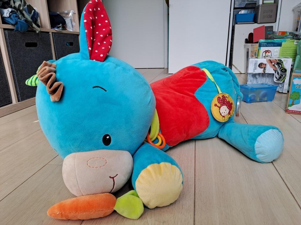 Grande peluche d'activité Âne rodéo Mik de la marque Minimi, Enlèvement, Comme neuf, Hochet, Sonore