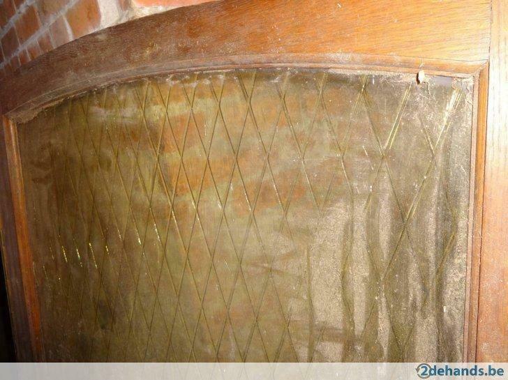 Massief eiken venster met gefumeerd glas., Doe-het-zelf en Bouw, Gebruikt
